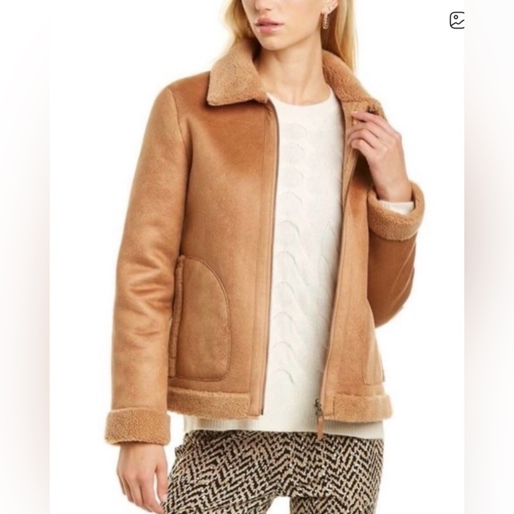 J. McLaughlin Johnston Faux Leather Wool Blend Reversible Size XS EUC‎ Sherpa